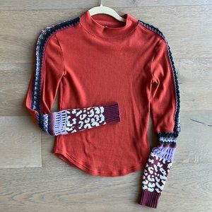 Free people orange switch it up thermal top sz xs